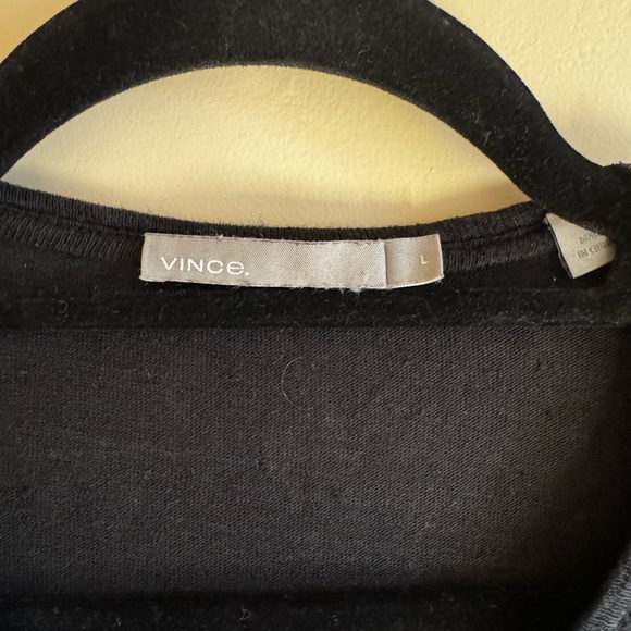 Vince size L Linen T-Shirt Black Retail $225.00 - Picture 4 of 5